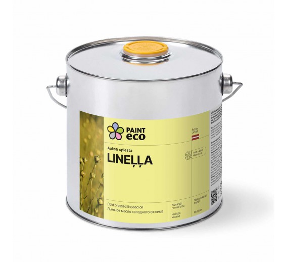 Dažai. Medienos apsaugos ir dekoravimo priemonės. Aliejus medienai. Šalto spaudimo sėmenų Aliejus Linella 2.5l 
