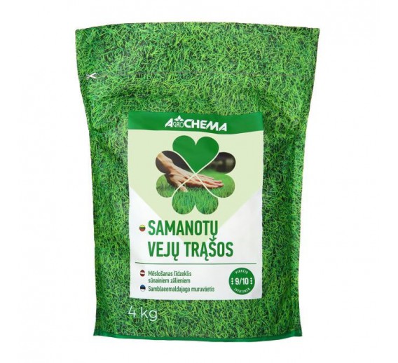 Sodo ir daržo prekės. Trąšos ir durpių substratai. Trąšos. Trąšos vejai. Samanotų vejų trąšos Agrochema, 4kg