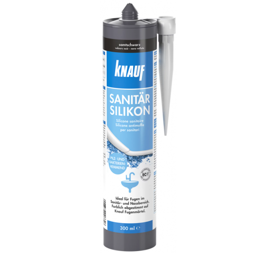 Vidaus apdailos prekės. Hermetikai, montavimo putos, sandarinimo juostos. Silikoniniai hermetikai. Sanitarinis silikonas Kanuf 300ml 