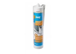 Vidaus apdailos prekės. Hermetikai, montavimo putos, sandarinimo juostos. Silikoniniai hermetikai. Sanitarinis silikonas Knauf Brown 300 ml 