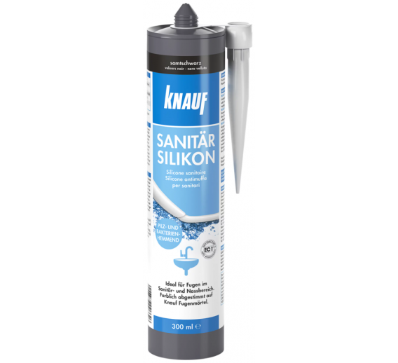 Vidaus apdailos prekės. Hermetikai, montavimo putos, sandarinimo juostos. Silikoniniai hermetikai. Sanitarinis silikonas KNAUF Manhattan 300 ml 