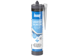 Vidaus apdailos prekės. Hermetikai, montavimo putos, sandarinimo juostos. Silikoniniai hermetikai. Sanitarinis silikonas Knauf Silbergrau-sidabrinė 300 ml 