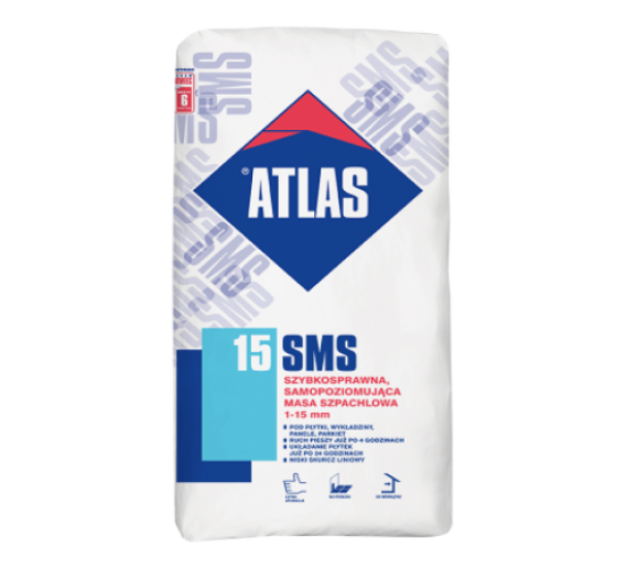 Statybinės medžiagos. Mišiniai. Išlyginamieji mišiniai. Savaime išsilyginantis mišinys ATLAS SMS15 25 kg 