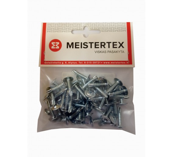 Tvirtinimo detalės. Medsraigčiai, savisriegiai, savigręžiai. Savisriegiai į metalą LY. Savisreigiai su grąžteliu į metalą 4,2 x 19 mm, 50 vnt. 