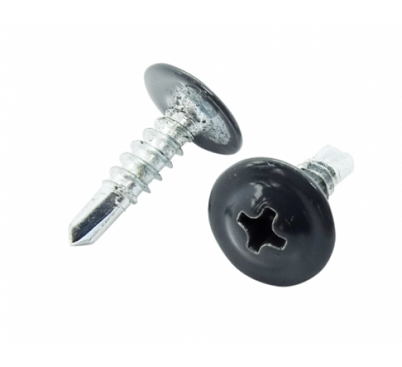 Tvirtinimo detalės. Medsraigčiai, savisriegiai, savigręžiai. Savisriegiai į metalą spalvoti. Savisriegis su grąžteliu į metalą 4,2x19mm RAL7016 