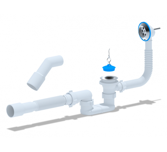 Santechnikos prekės. Vonios įranga. Sifonai. Sifonas voniai su lanksčia žarna Ani 1 1/2