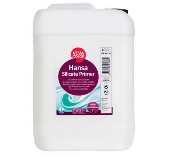 Dažai. Glaistas, gruntas, klijai, skiedikliai. Gruntai. Gruntas betonui, plokštėms. Silikatinis gruntas Hansa Silicate Primer 10l 
