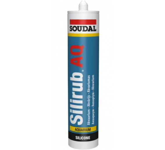 Vidaus apdailos prekės. Hermetikai, montavimo putos, sandarinimo juostos. Silikoniniai hermetikai. Silikonas akvariumams SOUDAL SILIRUB AQ juodas, 310ml 