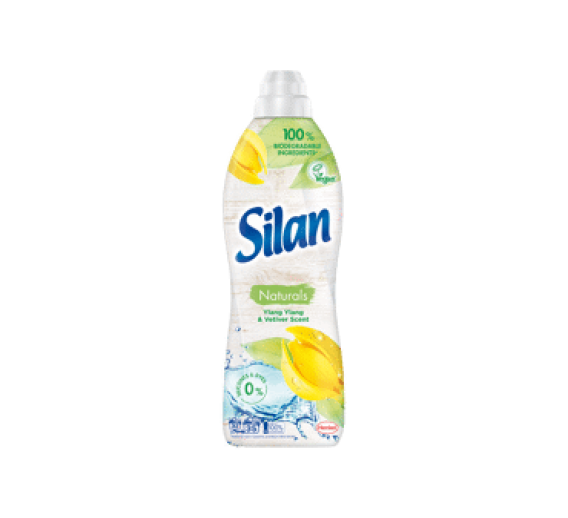 Švaros prekės. Skalbimo milteliai, skalbikliai, plovimo priemonės. Skalbinių minkštiklis SILAN YLANG 770ml