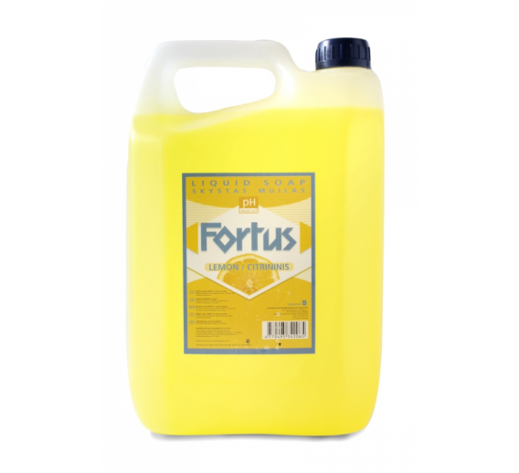 Švaros prekės. Muilas, pasta rankoms plauti. Skystas muilas citrinų kvapo FORTUS 5l