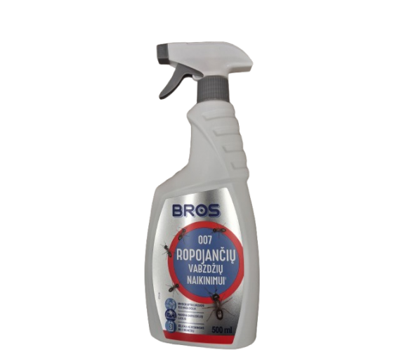 Sodo ir daržo prekės. Priemonės prieš kenkėjus. Priemonės prieš ropojančius ir skraidančius vabzdžius. Skystis ropojančių vabzdžių naikinimui BROS 007, 500 ml