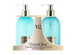 Švaros prekės. Muilas, pasta rankoms plauti. Skysto muilo ir rankų losjono rinkinys Jasmine 2x300ml