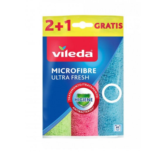 Švaros prekės. Šluostės, virtuvės kempinės. Šluostė Vileda Mikrofibra Ultra Fresh 3 vnt. 