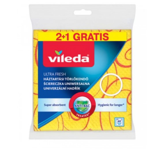 Švaros prekės. Šluostės, virtuvės kempinės. Šluostės Vileda Ultra Fresh 3 vnt. 