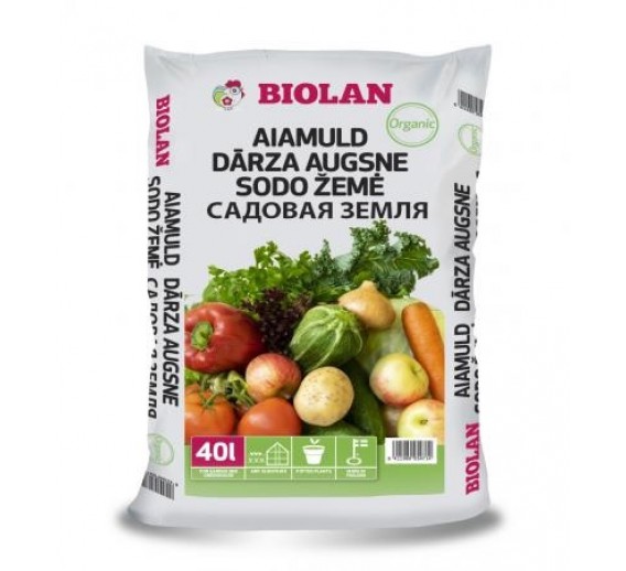 Sodo ir daržo prekės. Trąšos ir durpių substratai. Durpių ir žemių substratai. Sodo žemė Biolan, 40 l 