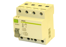 Elektros prekės. Moduliniai automatikos komponentai. Srovės nuotėkių relės. Srovės nuotėkio relė Ex9CL-N 4P 25A NOARK 100616 30mA 