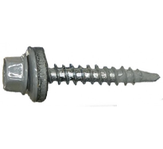 Tvirtinimo detalės. Stoginiai savisriegiai. Spalvoti stoginiai savisriegiai 4,8x35. Stoginis savisriegis 4.8x35 mm RAL7040 į medį 