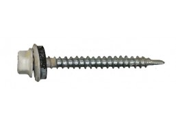 Tvirtinimo detalės. Stoginiai savisriegiai. Spalvoti stoginiai savisriegiai 4,8x50. Stoginis savisriegis 4.8x50 mm RAL9010 į medį 