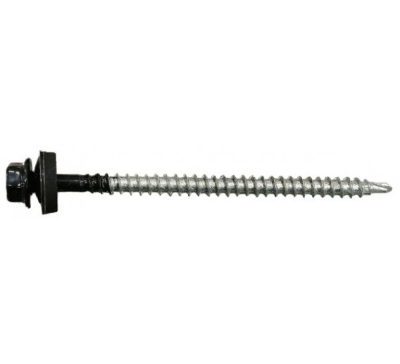 Tvirtinimo detalės. Stoginiai savisriegiai. Spalvoti stoginiai savisriegiai 4,8x80 ir 4,8x100. Stoginis savisriegis 4.8x80 mm RAL9005 į medį 