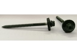 Tvirtinimo detalės. Stoginiai savisriegiai. Spalvoti stoginiai savisriegiai 5,5x80 ir 5,5x100. Stoginis sraigtas 6x100 RAL6020 į medį 