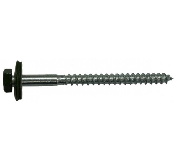 Tvirtinimo detalės. Stoginiai savisriegiai. Spalvoti stoginiai savisriegiai 5,5x80 ir 5,5x100. Stoginis sraigtas 5,5x80 RAL6020 į medį 