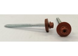 Tvirtinimo detalės. Stoginiai savisriegiai. Spalvoti stoginiai savisriegiai 5,5x80 ir 5,5x100. Stoginis sraigtas 6x80 RAL7024 į medį 