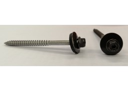 Tvirtinimo detalės. Stoginiai savisriegiai. Spalvoti stoginiai savisriegiai 5,5x80 ir 5,5x100. Stoginis sraigtas 6x80 RAL8019 į medį 