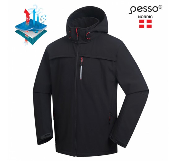 Darbo saugos prekės. Darbo drabužiai. Striukės. Striukė SoftShell Pesso ATLANTA, juoda