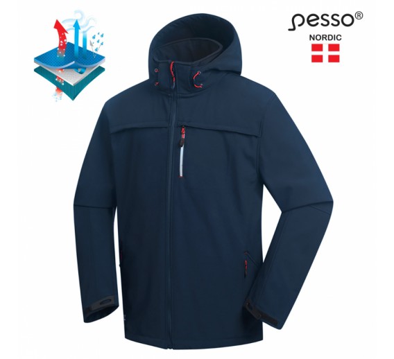 Darbo saugos prekės. Darbo drabužiai. Striukės. Striukė SoftShell Pesso ATLANTA, mėlyna
