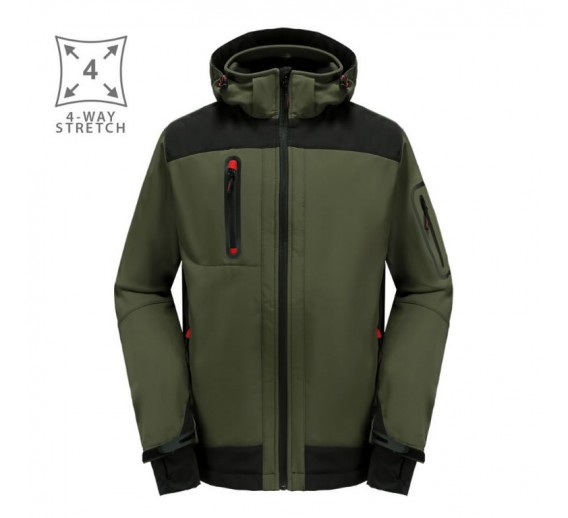 Darbo saugos prekės. Darbo drabužiai. Striukės. Striukė Softshell su gobtuvu Pesso Acropolis, žalia L 