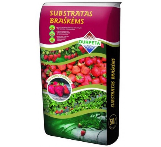 Sodo ir daržo prekės. Trąšos ir durpių substratai. Durpių ir žemių substratai. Substratas braškėms su agroperlitu DURPETA, 50L 