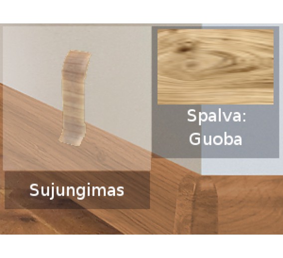 Vidaus apdailos prekės. Apdailos, sujungimo profiliai. Grindjuostės. Izzi grindjuostės, kampai, sujungimai. Sujungimas SMART FLEX / IZZI Guoba 2 vnt. 