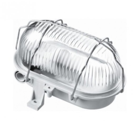 Apšvietimas. Lauko šviestuvai. Šviestuvas ovalus 60W, baltas 