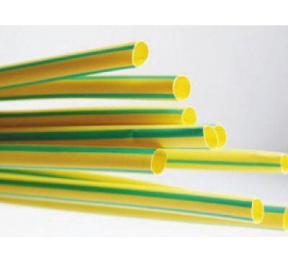 Elektros prekės. Laidai ir kabeliai. Izoliacija laidams ir kabeliams. Termosusitraukiantis vamzdelis 6,4/3,2 geltonas/žalias 