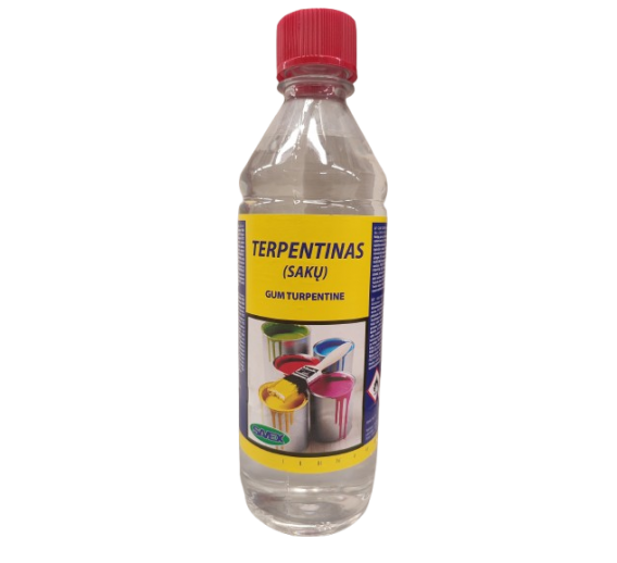 Dažai. Glaistas, gruntas, klijai, skiedikliai. Skiedikliai, tirpikliai. Terpentinas 0.5 l 