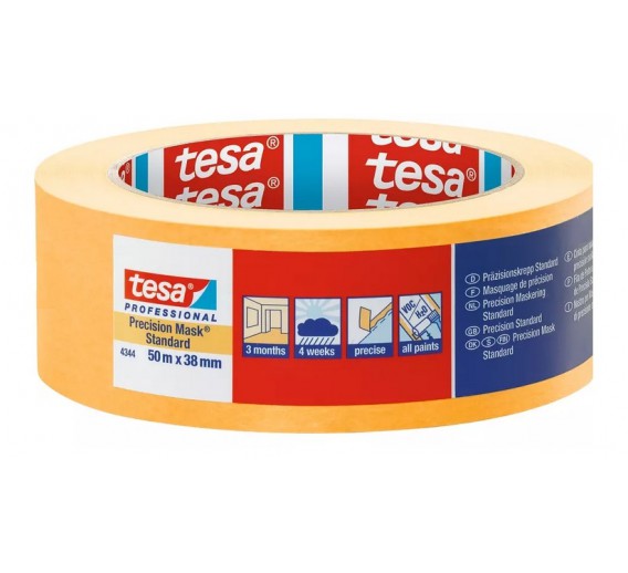 Dažai. Dažai, dažymo įrankiai, dažymo juostos. Apsauginės dažymo, glaistymo ir armavimo juostos. Tesa dažymo juosta, 38mm x 50m 