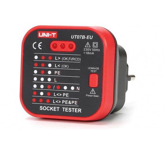 Elektros prekės. Testeriai ir multimetrai, laikmačiai. Testeris elektros tinklo lizdui UT07B UNI-T 