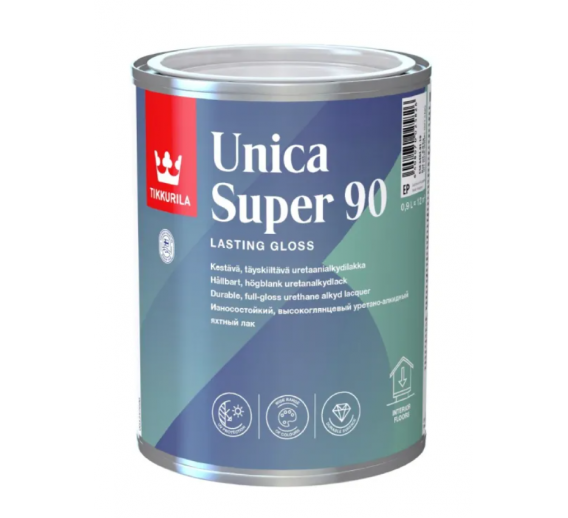 Dažai. Medienos apsaugos ir dekoravimo priemonės. Lakas. Tikkurilla lakas UNICA SUPER 90 blizgus 0,9l 