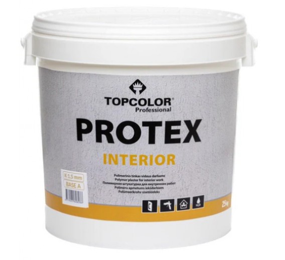 Statybinės medžiagos. Dekoratyviniai tinkai. Dekoratyvinis tinkas TOPCOLOR. Tinkas Topcolor Protex Interior 1,5 mm, 25kg 