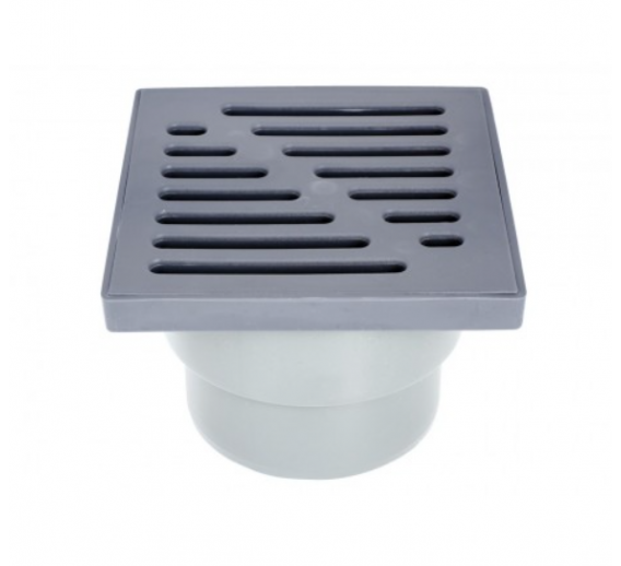 Santechnikos prekės. Vonios įranga. Trapai ir dušo latakai. Trapas tiesus pilkas 15x15 D110