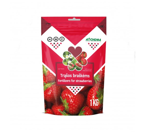 Sodo ir daržo prekės. Trąšos ir durpių substratai. Trąšos. Birios trąšos. Trąšos braškėms ir žemuogėms Agrochema, 1 kg 