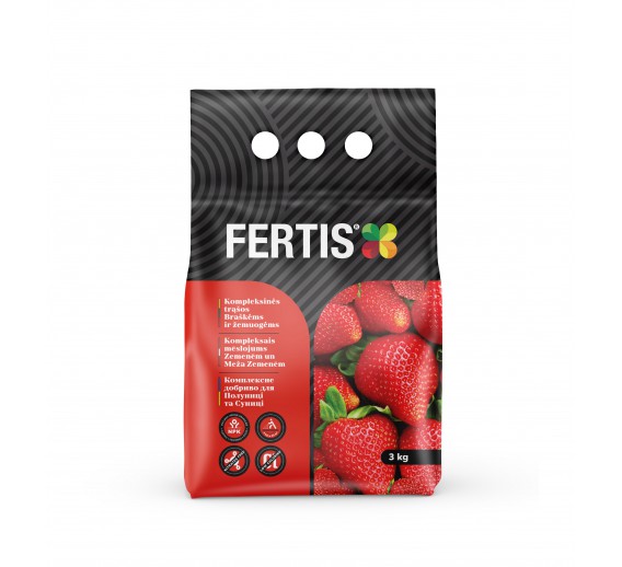 Sodo ir daržo prekės. Trąšos ir durpių substratai. Trąšos. Birios trąšos. Kompleksinės trąšos braškėms ir žemuogėms FERTIS 3 kg 