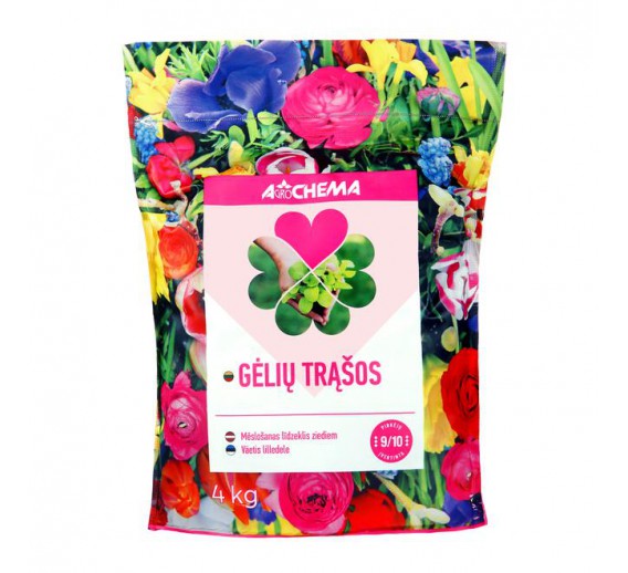 Sodo ir daržo prekės. Trąšos ir durpių substratai. Trąšos. Birios trąšos. Trąšos gėlėms Agrochema, 4 kg.