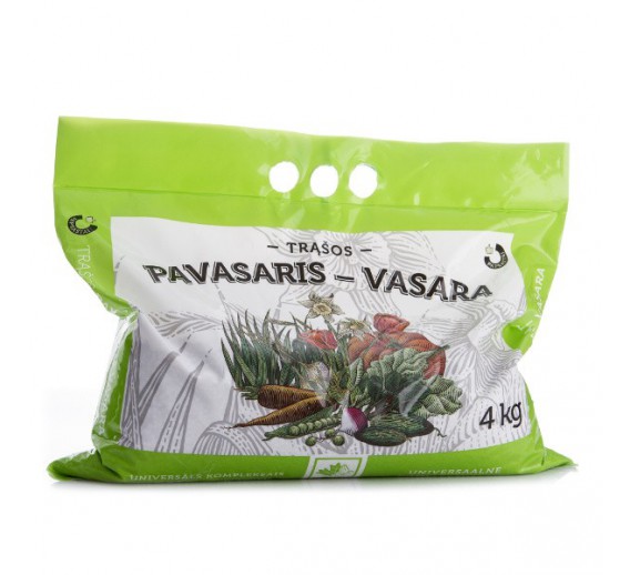 Sodo ir daržo prekės. Trąšos ir durpių substratai. Trąšos. Birios trąšos. Trąšos Pavasaris - Vasara Hobby 4 kg 