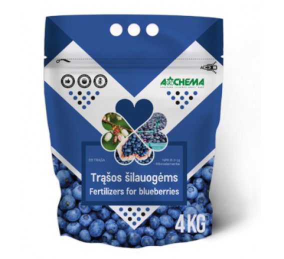 Sodo ir daržo prekės. Trąšos ir durpių substratai. Trąšos. Birios trąšos. Trąšos šilauogėms Agrochema, 4 kg. 