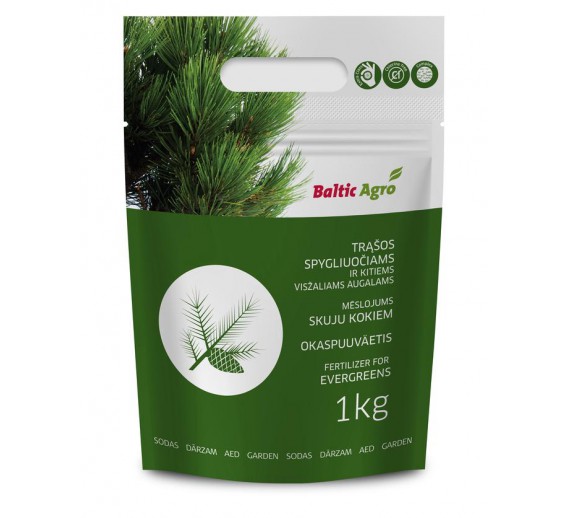 Sodo ir daržo prekės. Trąšos ir durpių substratai. Trąšos. Birios trąšos. Trąšos spygliuočiams 1kg Evergreen Fert 1