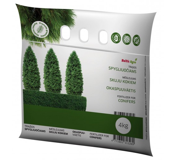 Sodo ir daržo prekės. Trąšos ir durpių substratai. Trąšos. Birios trąšos. Trąšos spygliuočiams Evergrens Fert 4 kg