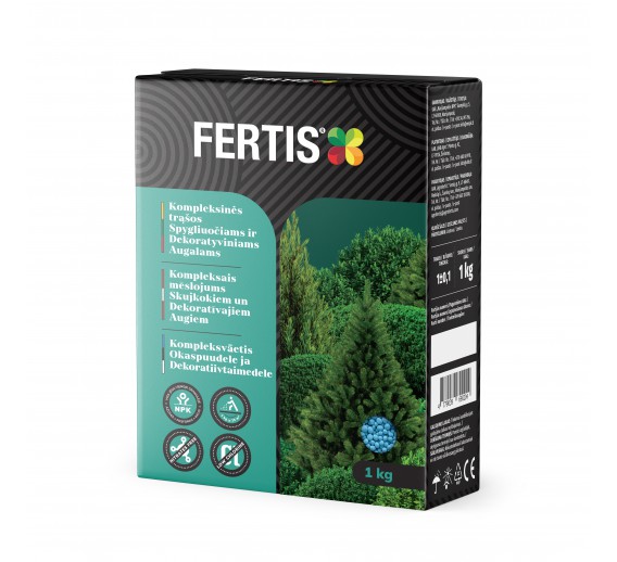 Sodo ir daržo prekės. Trąšos ir durpių substratai. Trąšos. Birios trąšos. Kompleksinės trąšos spygliuočiams ir dekor.augalams FERTIS 1 kg 