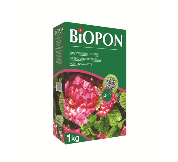Sodo ir daržo prekės. Trąšos ir durpių substratai. Trąšos. Birios trąšos. Trąšų granulės Hortenzijoms Biopon, 1kg