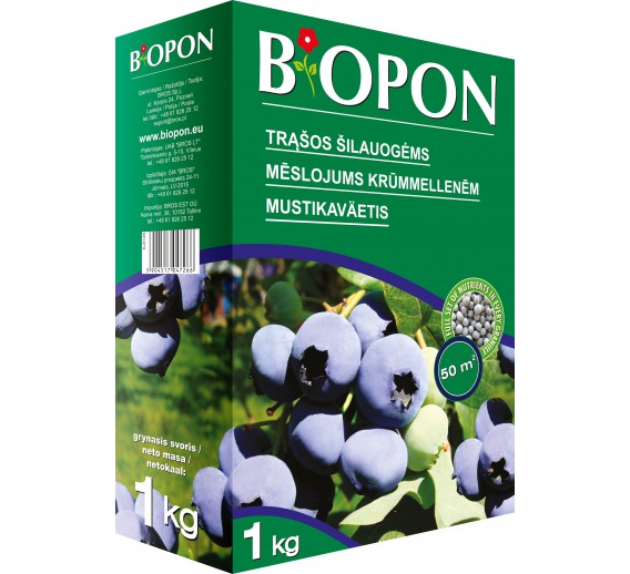 Sodo ir daržo prekės. Trąšos ir durpių substratai. Trąšos. Birios trąšos. Trąšų granulės mėlynėms ir šilauogėms Biopon, 1kg 